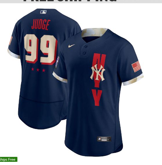 Men New York Yankees 99 Judge Blue 2021 All Star Elite Nike MLB Jersey